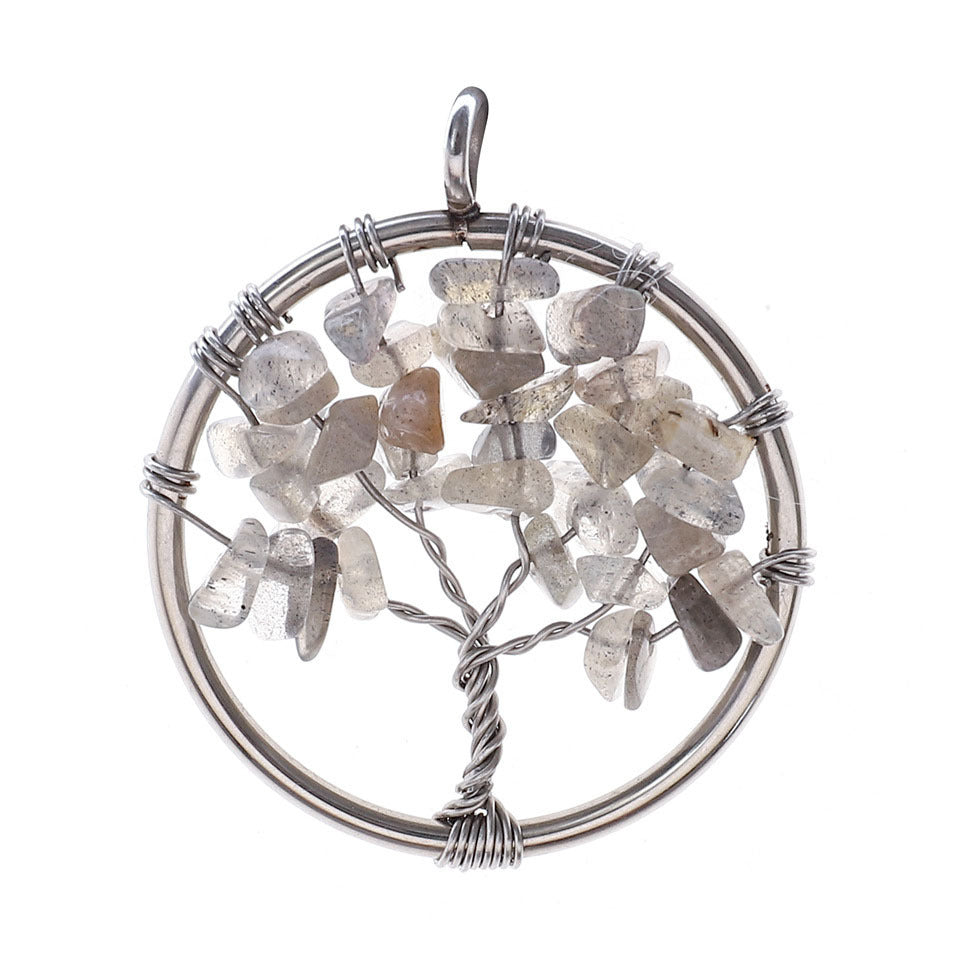 Natural Stone Crystal Life Tree Pendant