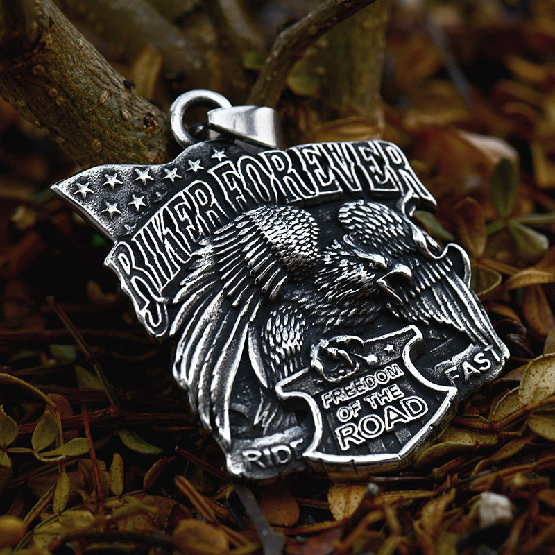 Stainless Steel Eagle Shield Necklace Accessories Titanium Steel Pendant