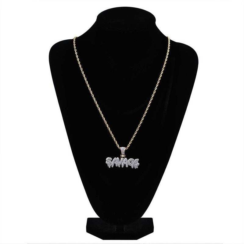 Female Creative Letter SAVAGE Pendant Necklace