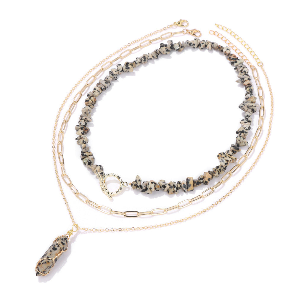 New Natural Gravel OT Buckle Necklace