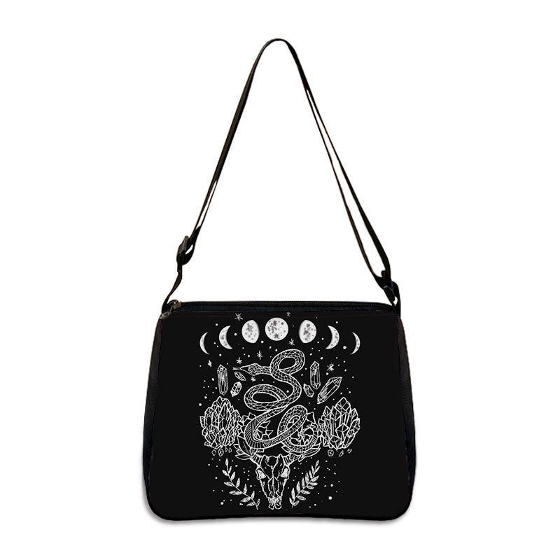 Factory Direct Supply Polyester Underarm Bag Gothic Cat Printing Shoulder Bag Simple Women's Fashion Bag