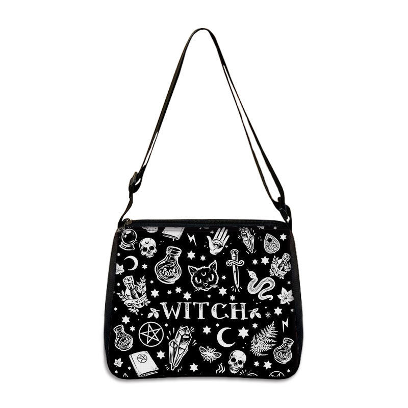 Factory Direct Supply Polyester Underarm Bag Gothic Cat Printing Shoulder Bag Simple Women's Fashion Bag