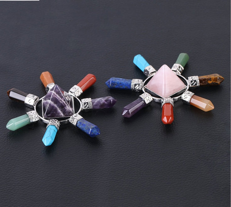 Natural crystal semi-precious stone seven chakra jewelry