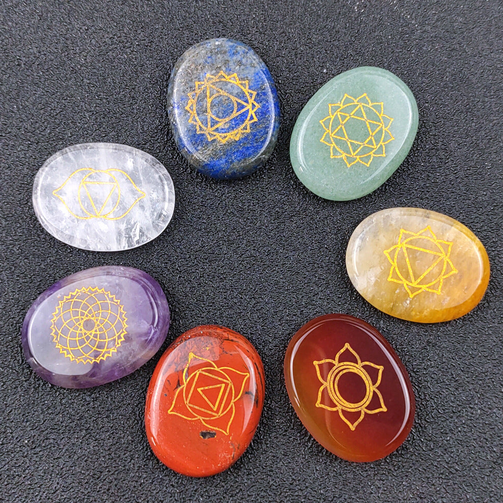 Natural Crystal Gem Agate Seven Chakra Energy Healing Stone