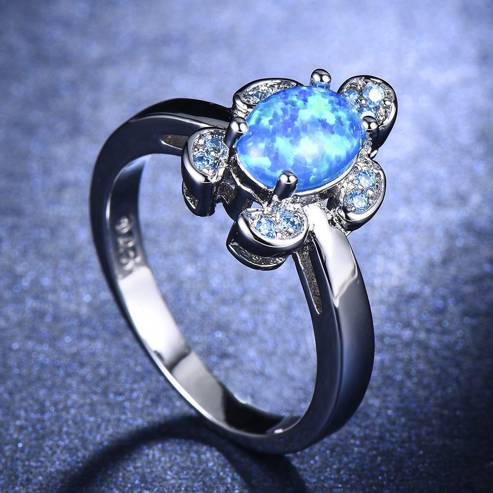 Popular jewelry water blue diamond Turtle Ring