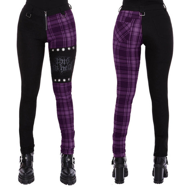 Women Plaid Pants High Waist Gothic Punk Pant