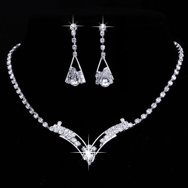 Fashion water drop, bride necklace, earring set, silver plated wedding jewelry 2 sets