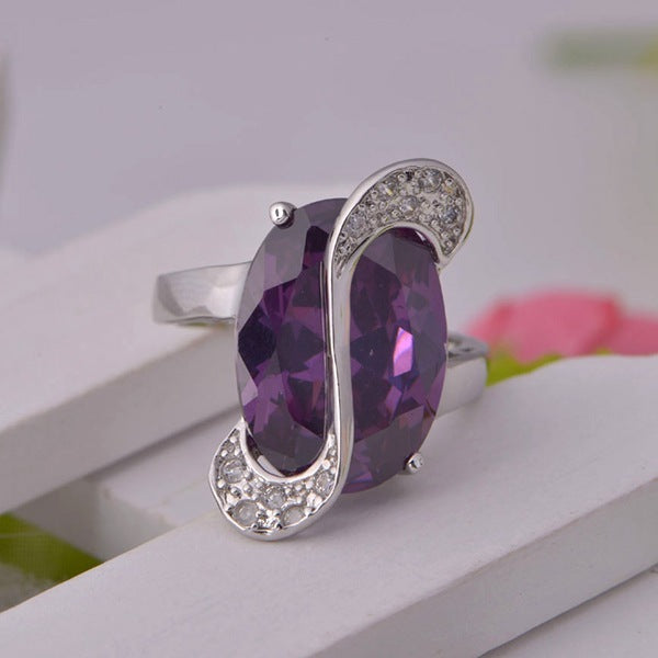 Inlaid Series Jewelry Semi-precious Stones Austrian Crystal Micro-set Ring 925