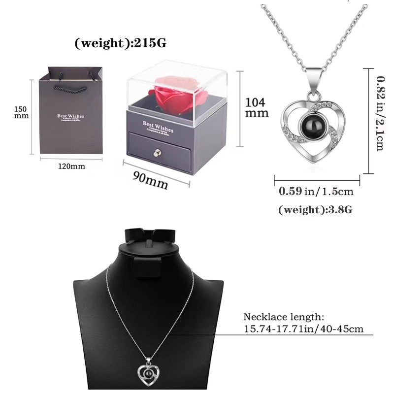 Languages I Love You Necklace Love 520 Projection Pendant Clavicle Chain