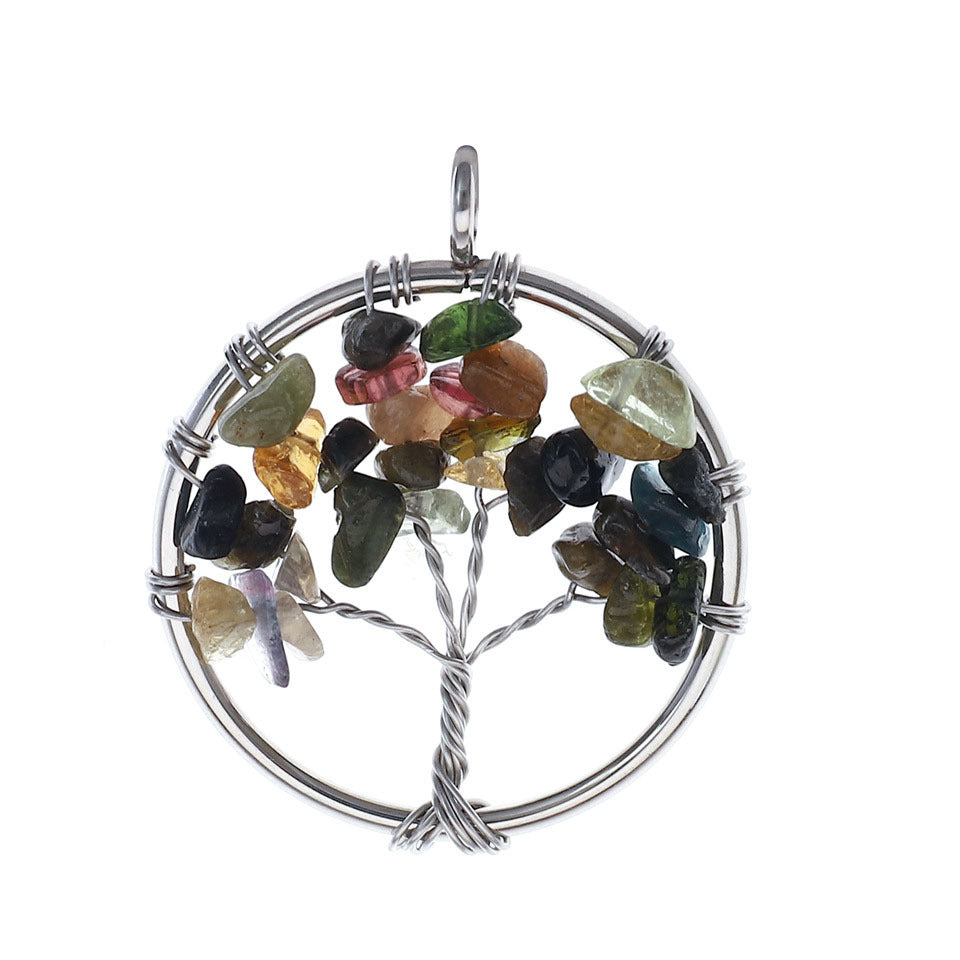 Natural Stone Crystal Life Tree Pendant