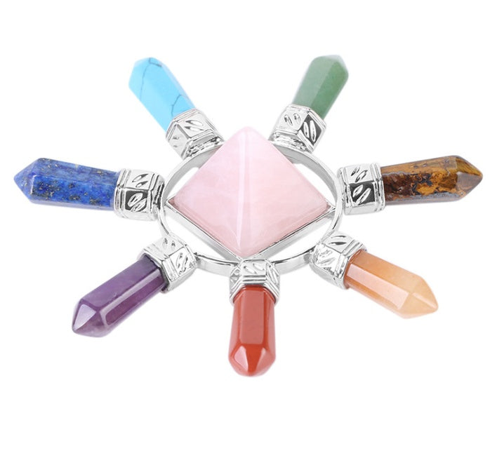 Natural crystal semi-precious stone seven chakra jewelry