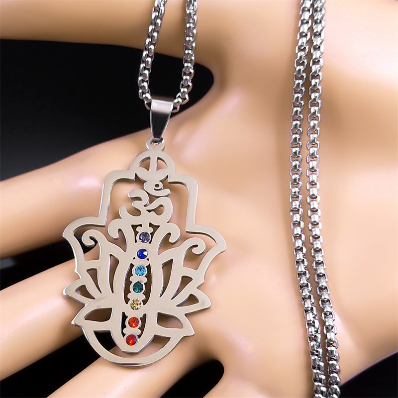 Lotus Yoga Healing Chain Pendant Necklace For Women