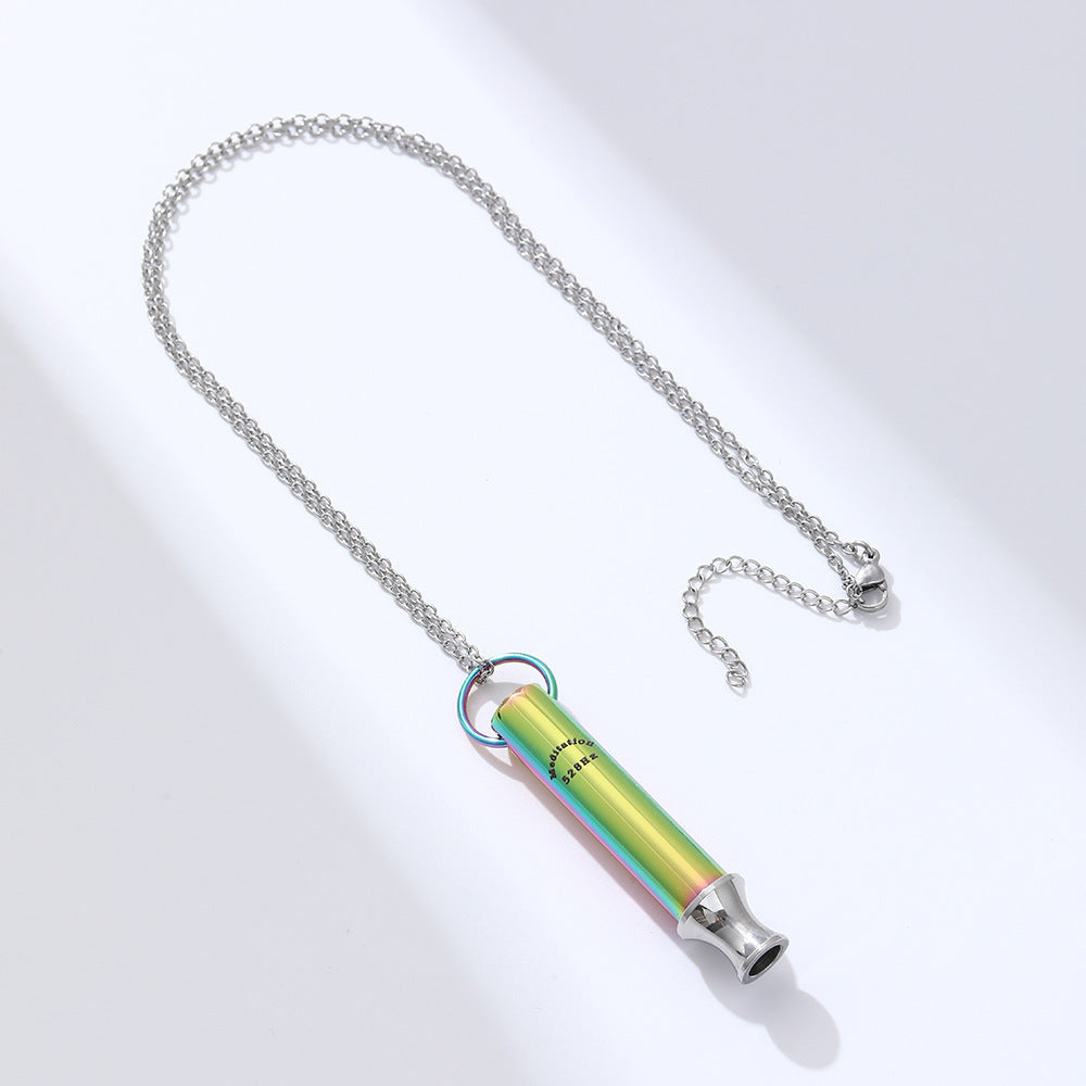 Meditation Breathing Decompression Pendant Necklace Round Tube Whistle Ornament