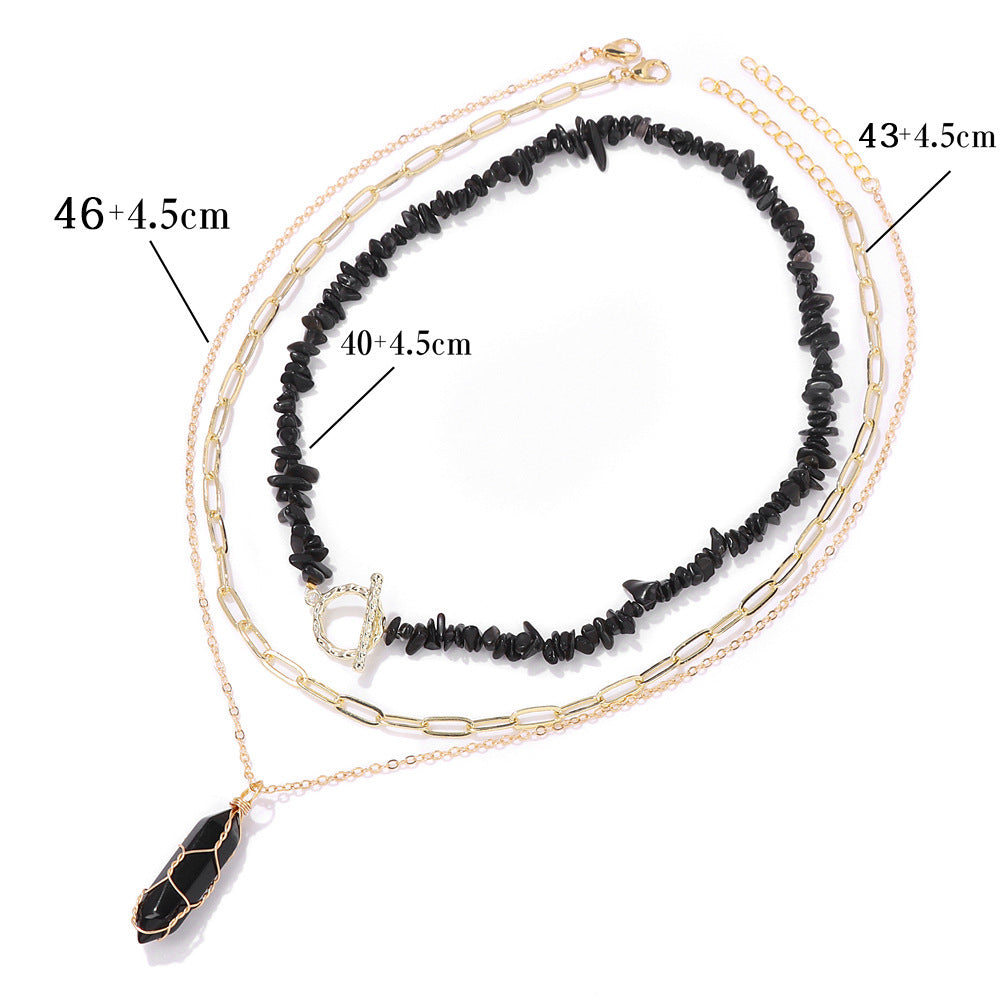 New Natural Gravel OT Buckle Necklace