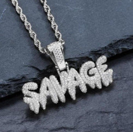 Female Creative Letter SAVAGE Pendant Necklace