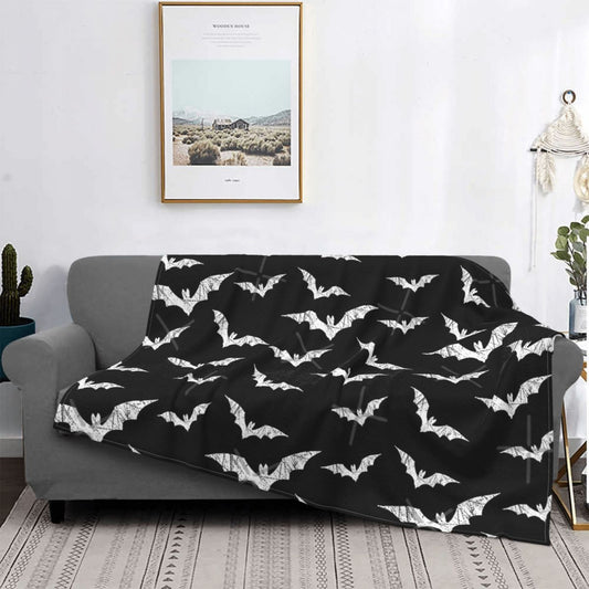 Bat Pattern Halloween Gothic Wool Flannel Blanket