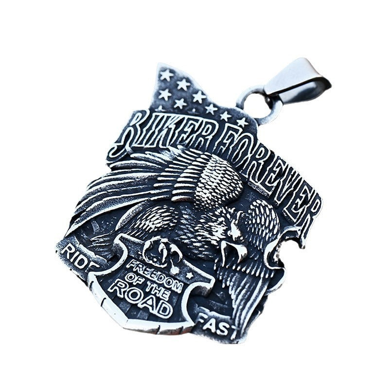 Stainless Steel Eagle Shield Necklace Accessories Titanium Steel Pendant