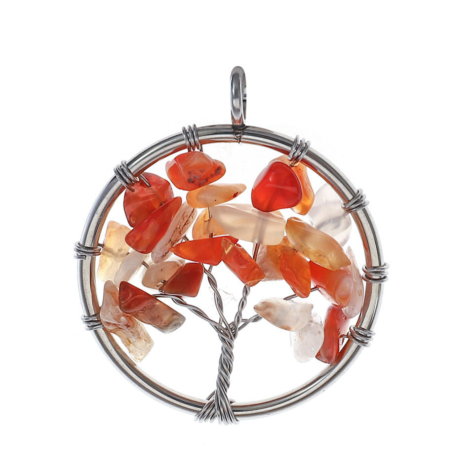 Natural Stone Crystal Life Tree Pendant