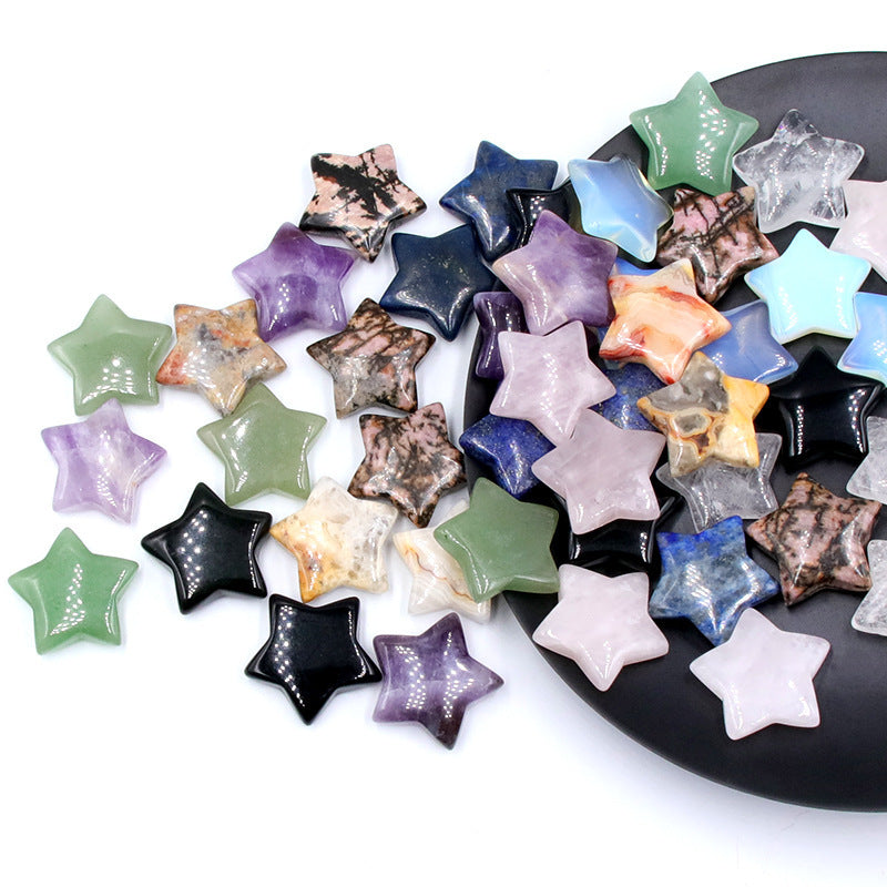 Small Star Ornament 25mm Crystal Stone Five Pointed Semi Precious