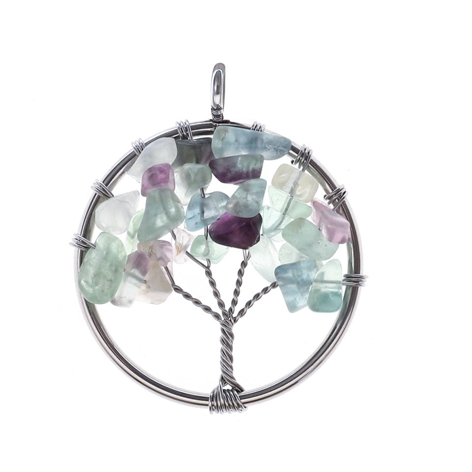 Natural Stone Crystal Life Tree Pendant