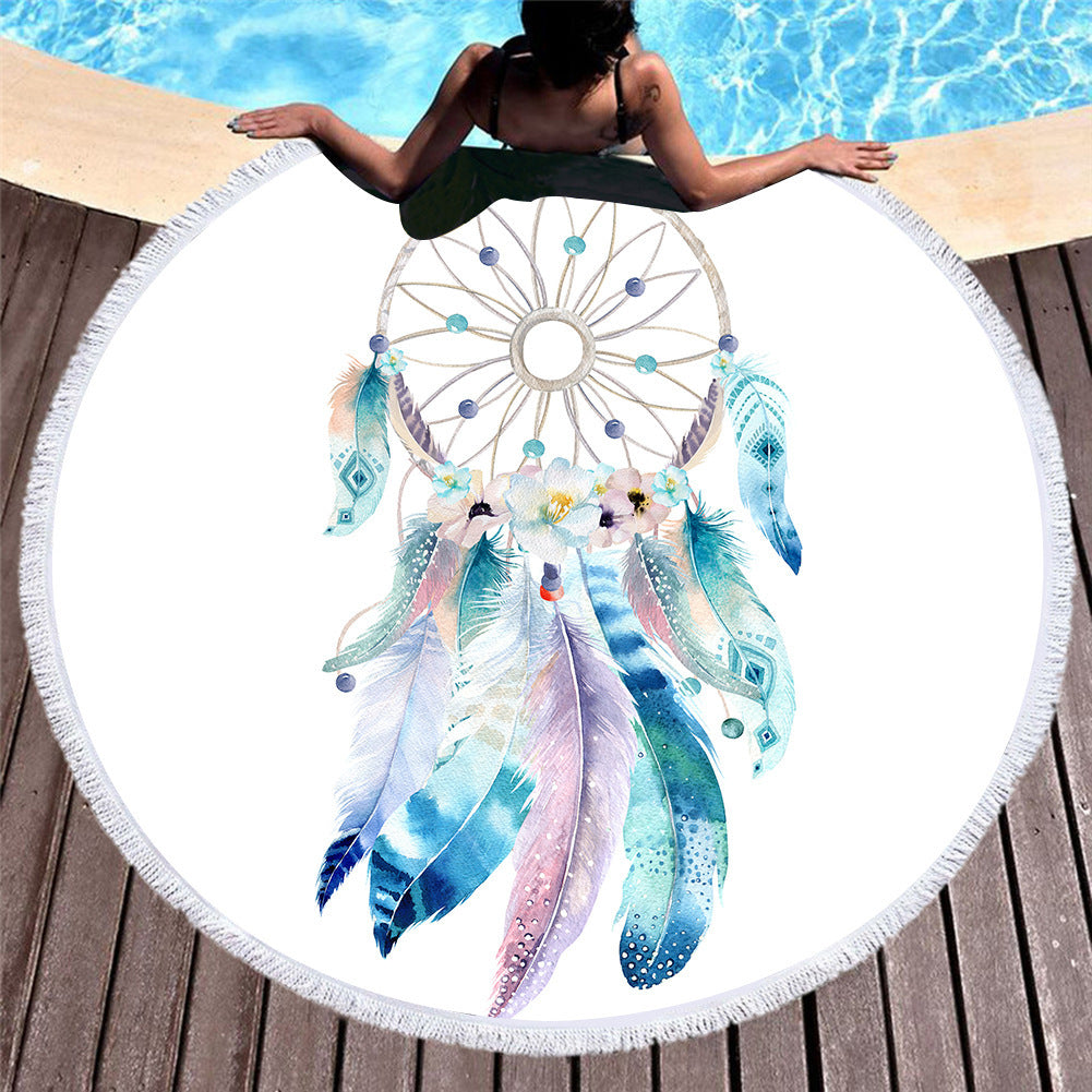 Round dream catcher printed beach towel