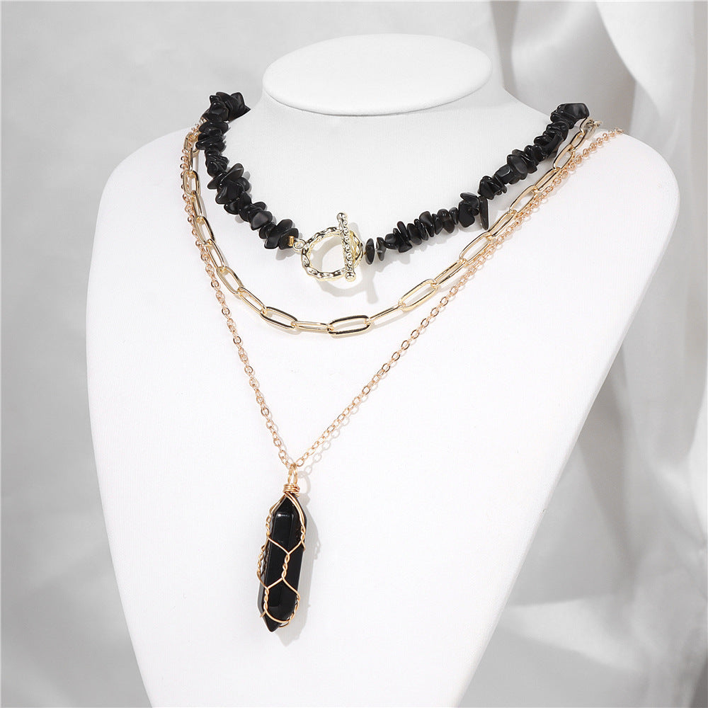 New Natural Gravel OT Buckle Necklace