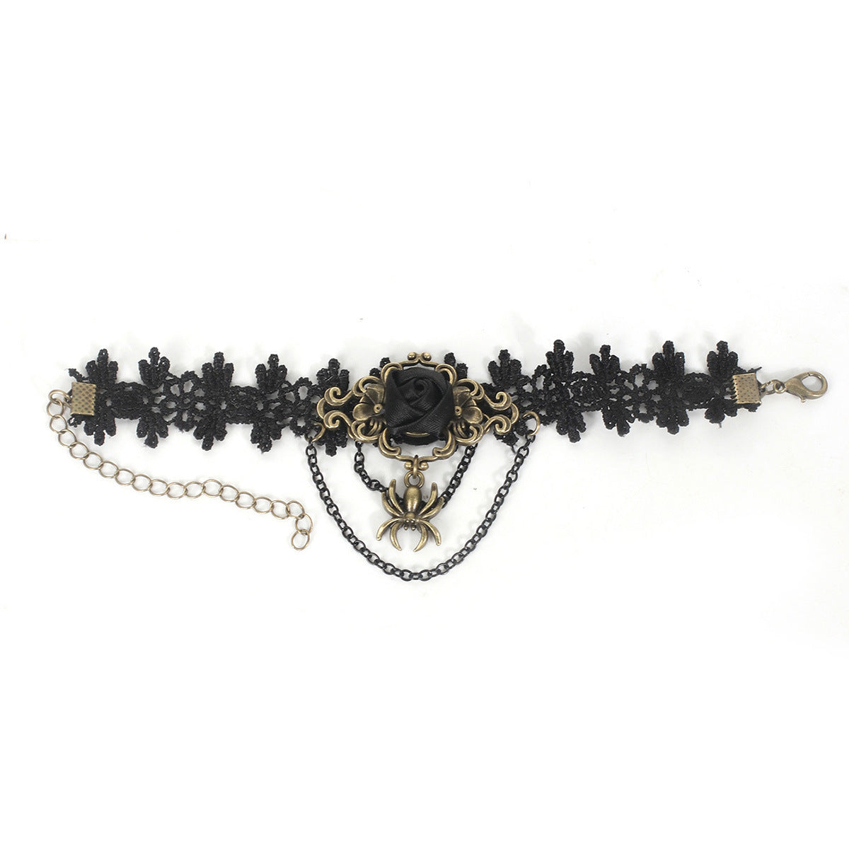 Vintage Gothic Black Rose Lace Tassel Bracelet