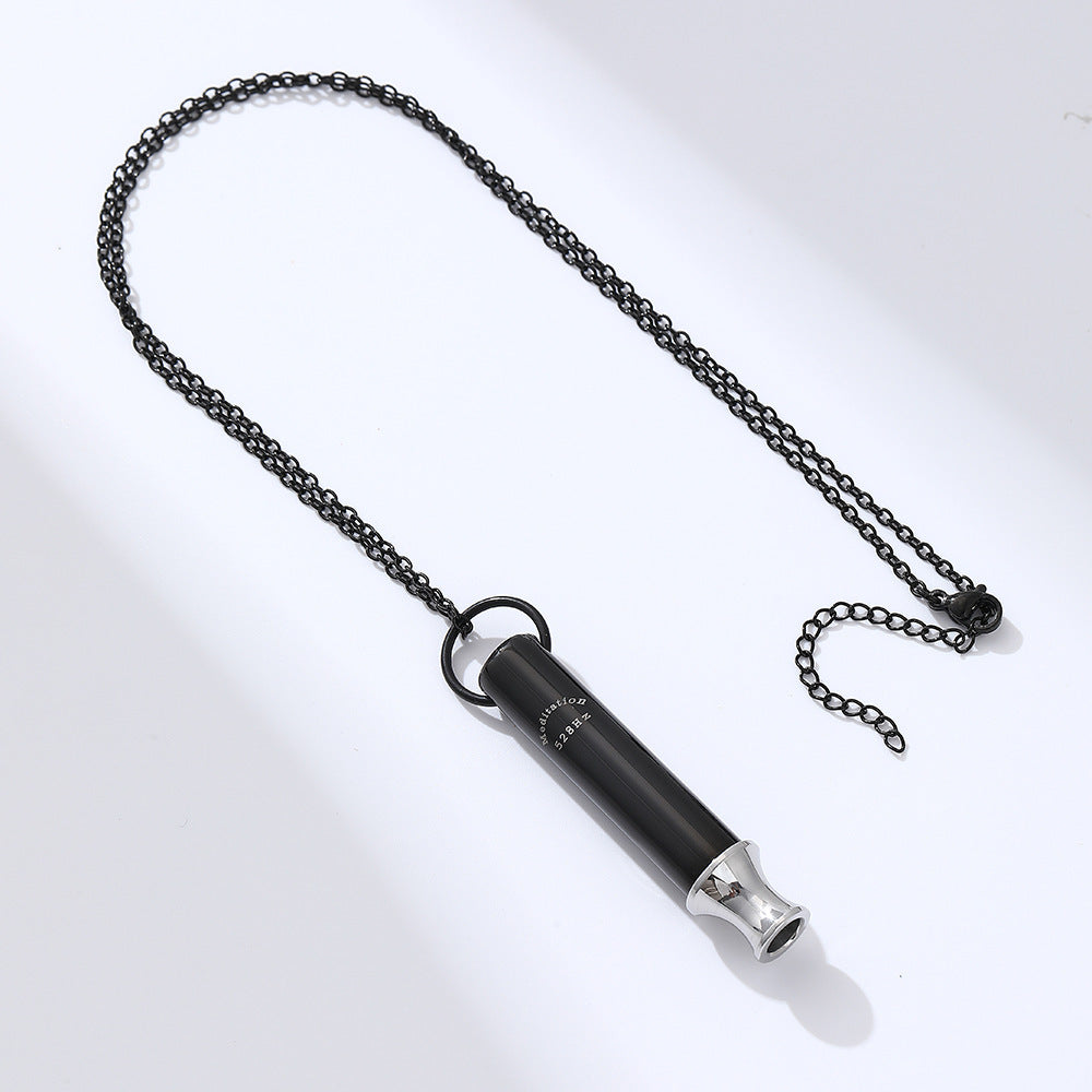 Meditation Breathing Decompression Pendant Necklace Round Tube Whistle Ornament