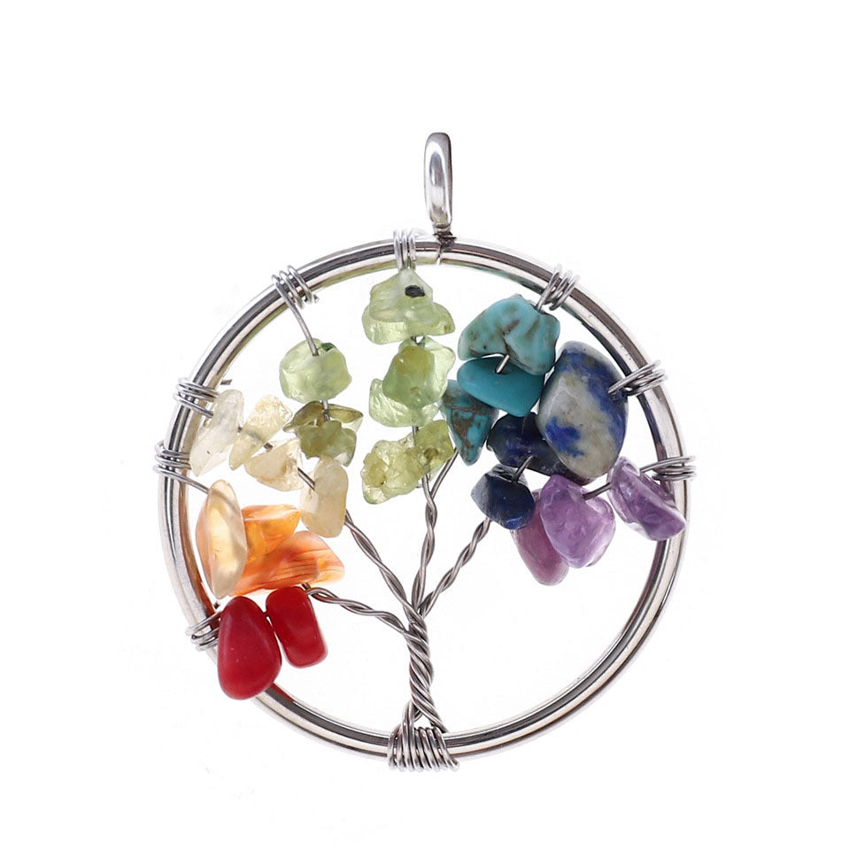 Natural Stone Crystal Life Tree Pendant