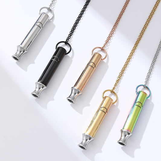 Meditation Breathing Decompression Pendant Necklace Round Tube Whistle Ornament