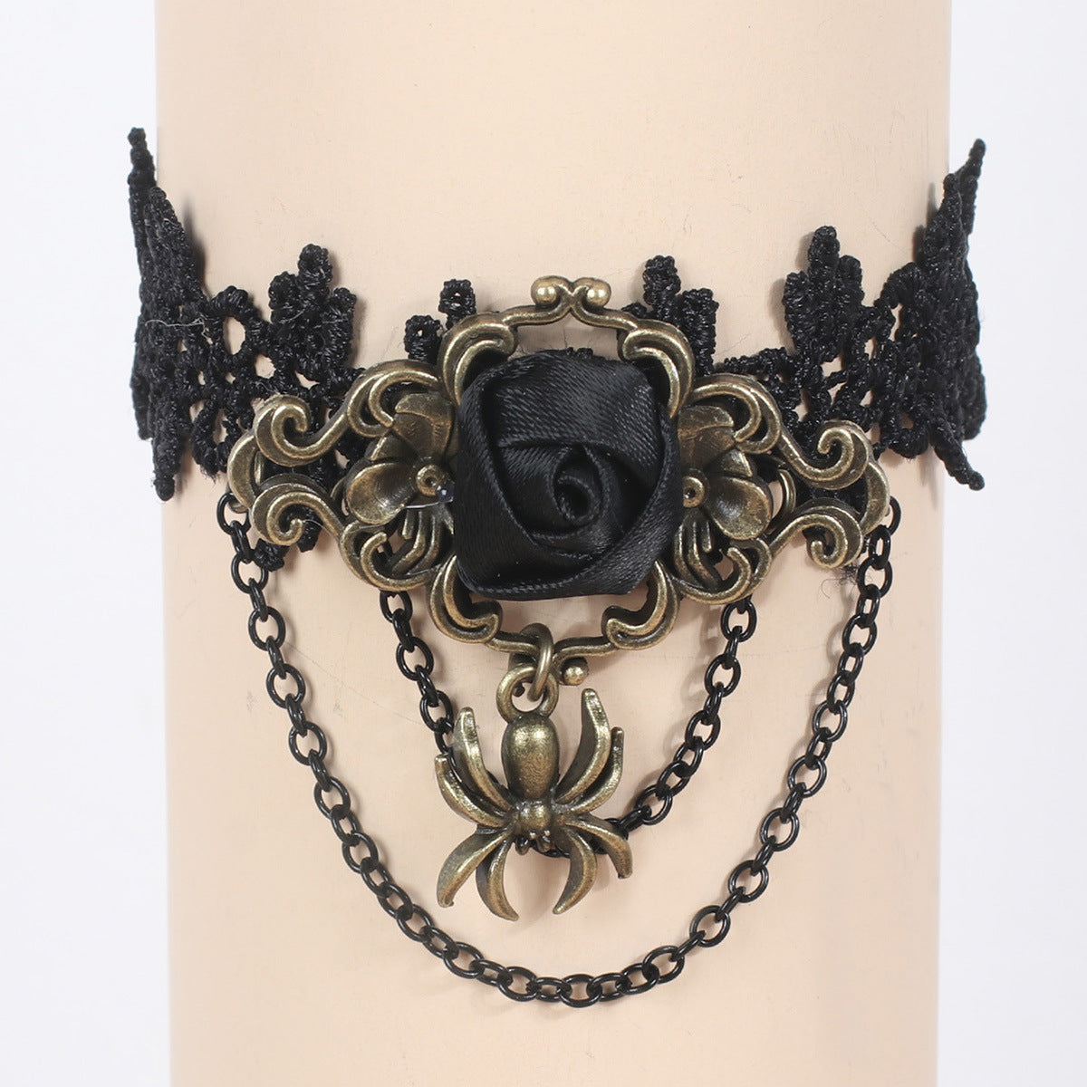 Vintage Gothic Black Rose Lace Tassel Bracelet