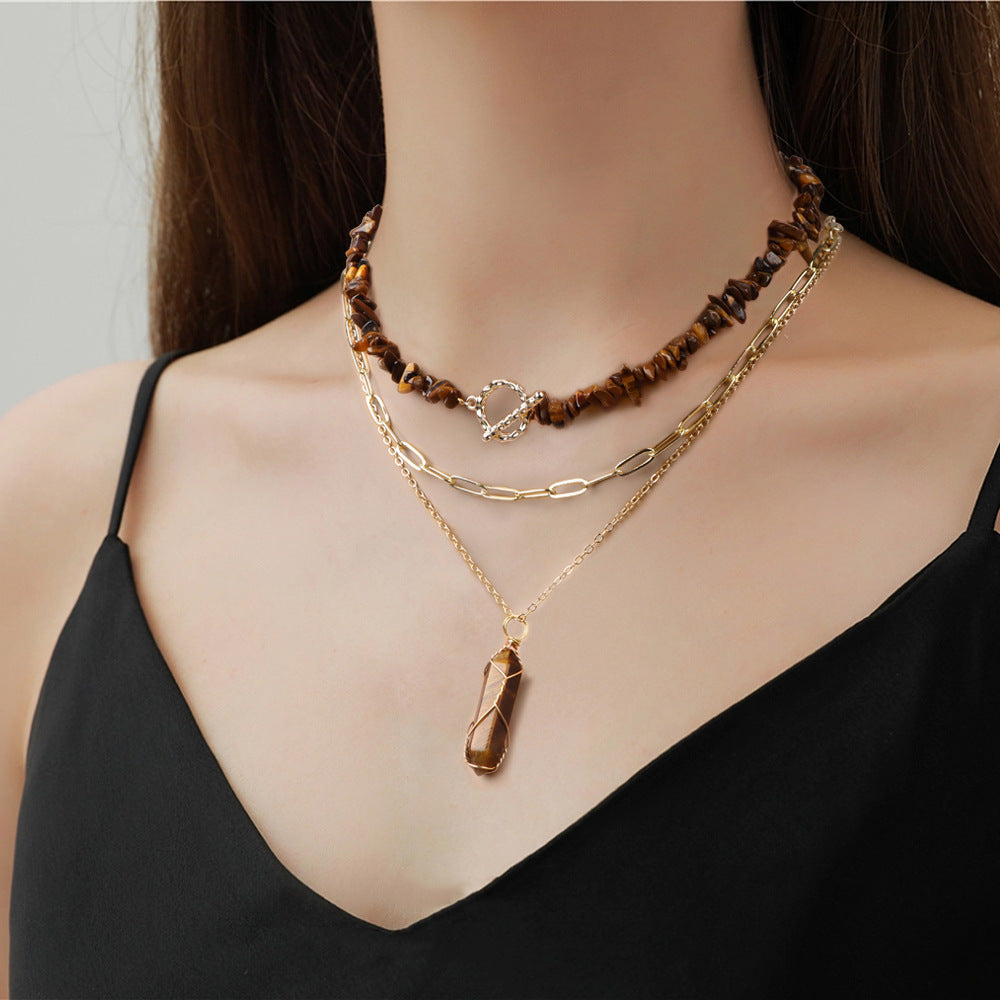 New Natural Gravel OT Buckle Necklace