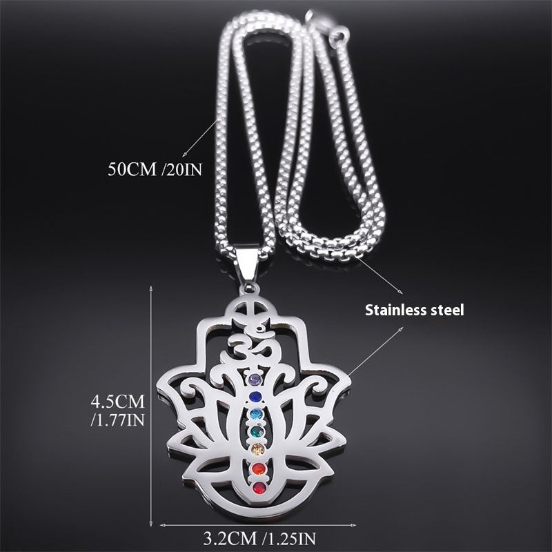 Lotus Yoga Healing Chain Pendant Necklace For Women