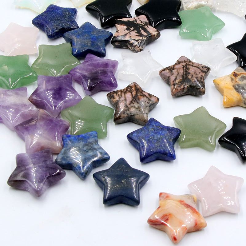 Small Star Ornament 25mm Crystal Stone Five Pointed Semi Precious