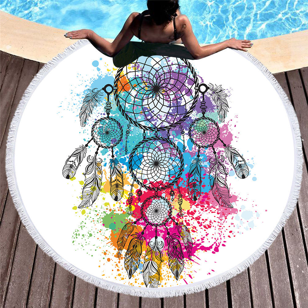 Round dream catcher printed beach towel