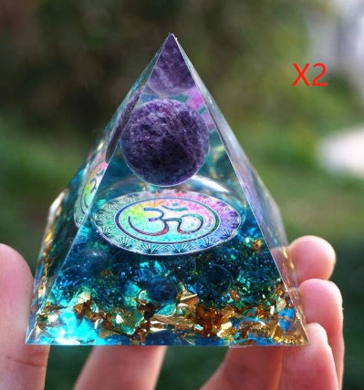 Natural Tiger Eye Orgonite Pyramid Healing Crystals Centerpiece Energy Generator Reiki Chakra Multiplier Orgone Amethyst Meditation