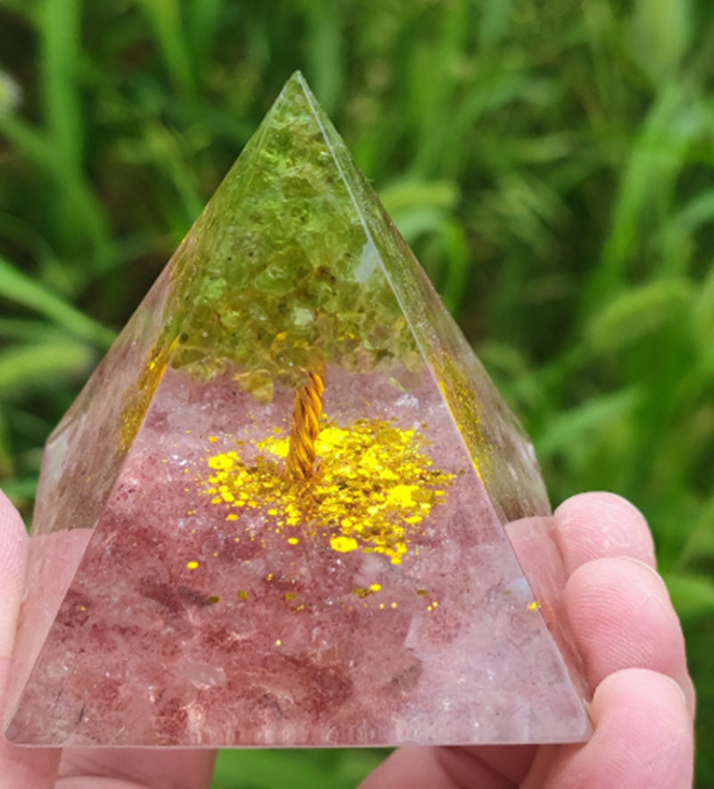 Natural Tiger Eye Orgonite Pyramid Healing Crystals Centerpiece Energy Generator Reiki Chakra Multiplier Orgone Amethyst Meditation