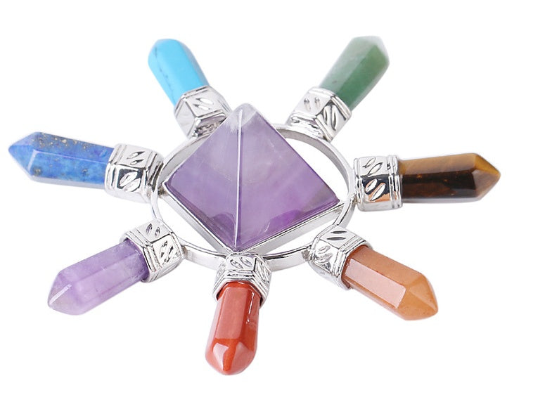 Natural crystal semi-precious stone seven chakra jewelry