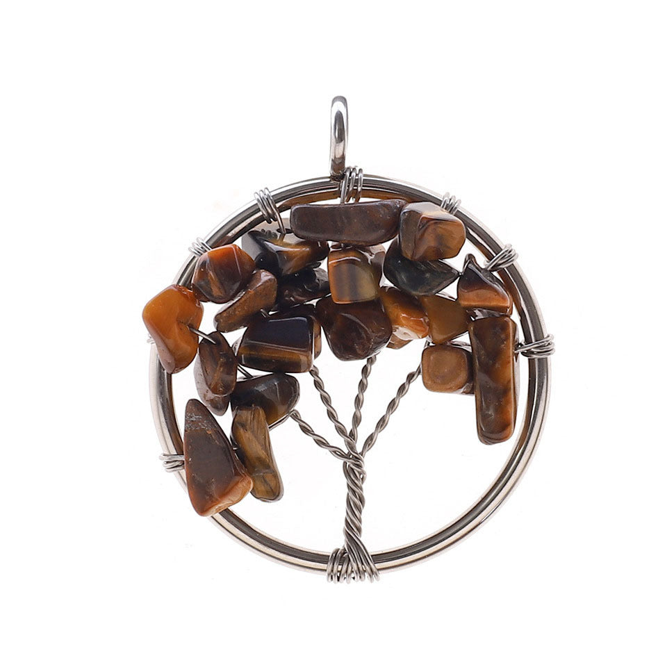 Natural Stone Crystal Life Tree Pendant