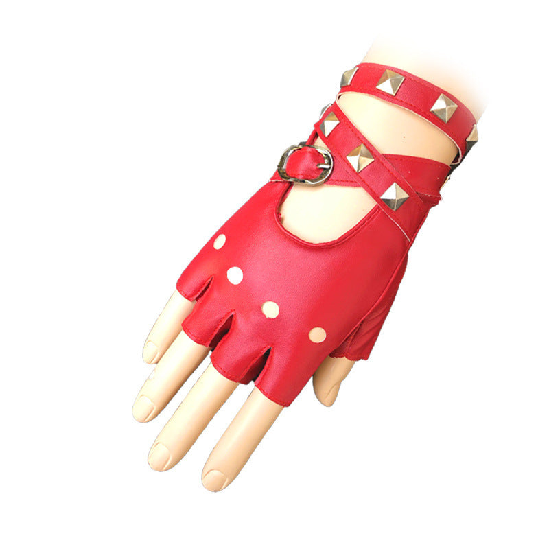 Women Punk Rock Half Finger Gothic Gloves