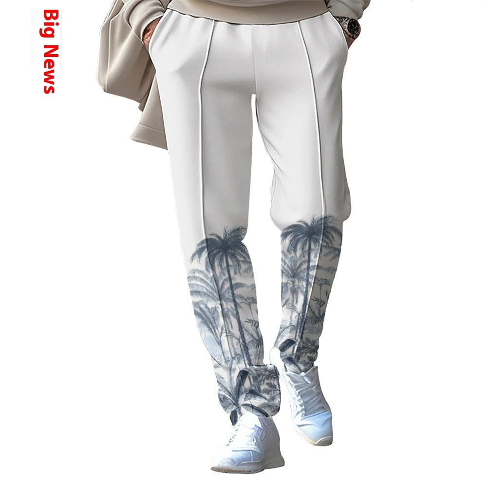 Men's Fashion Casual Patchwork Printed Trousers