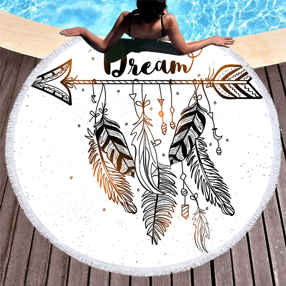 Round dream catcher printed beach towel