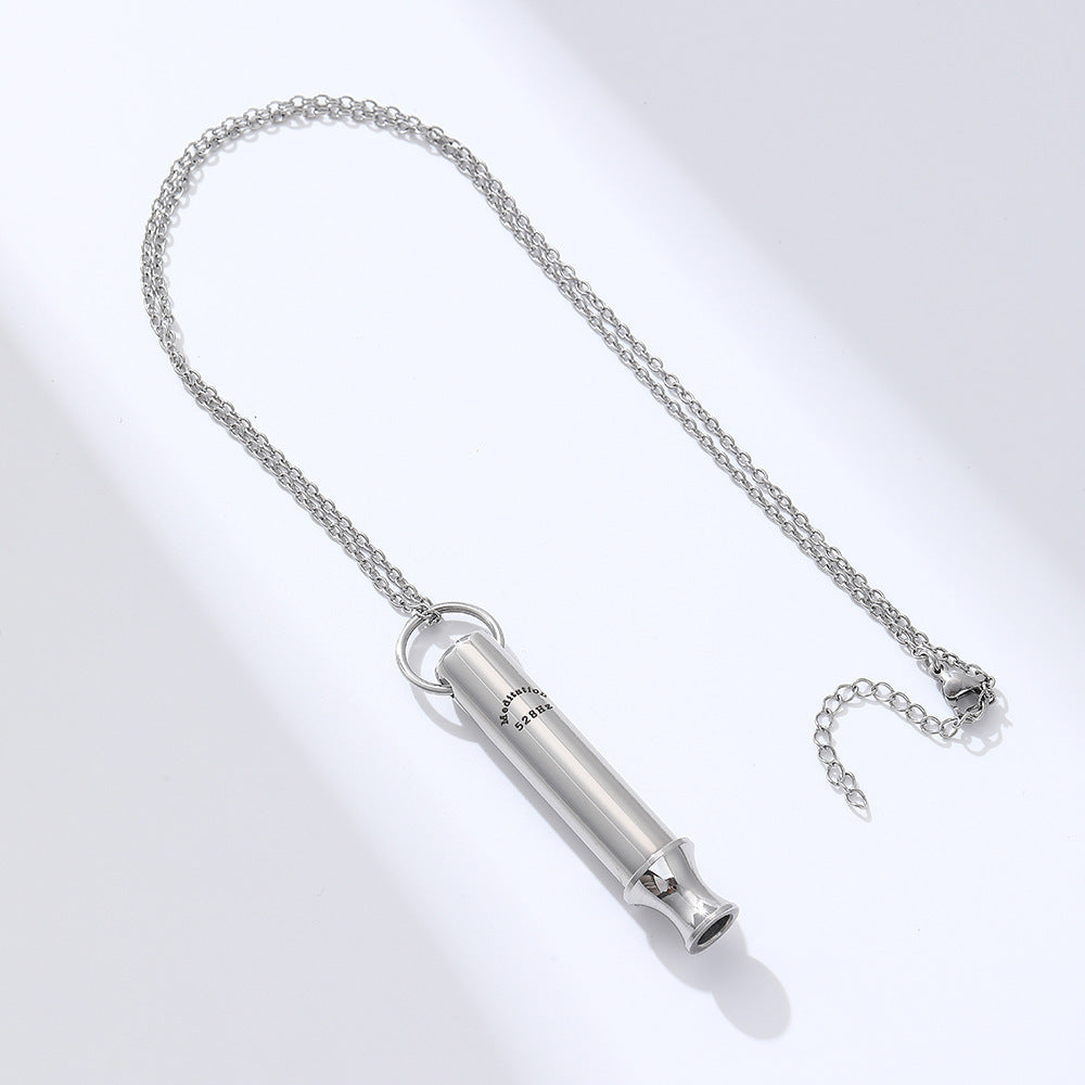 Meditation Breathing Decompression Pendant Necklace Round Tube Whistle Ornament