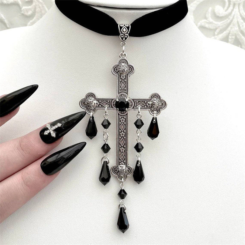 Large Cross Necklace Choke Gothic Pendant