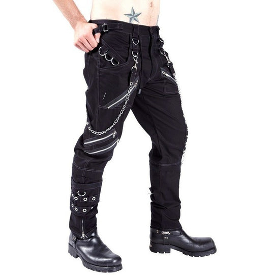 Casual Pants Men's Gothic Pants Punk Rock Eyelet Cargo Bondage Pants