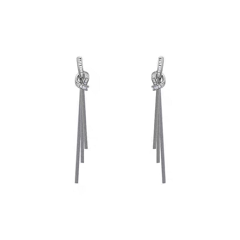 Niche Long Fringe Earrings Female Knot