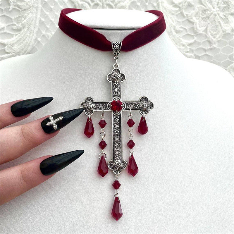 Large Cross Necklace Choke Gothic Pendant