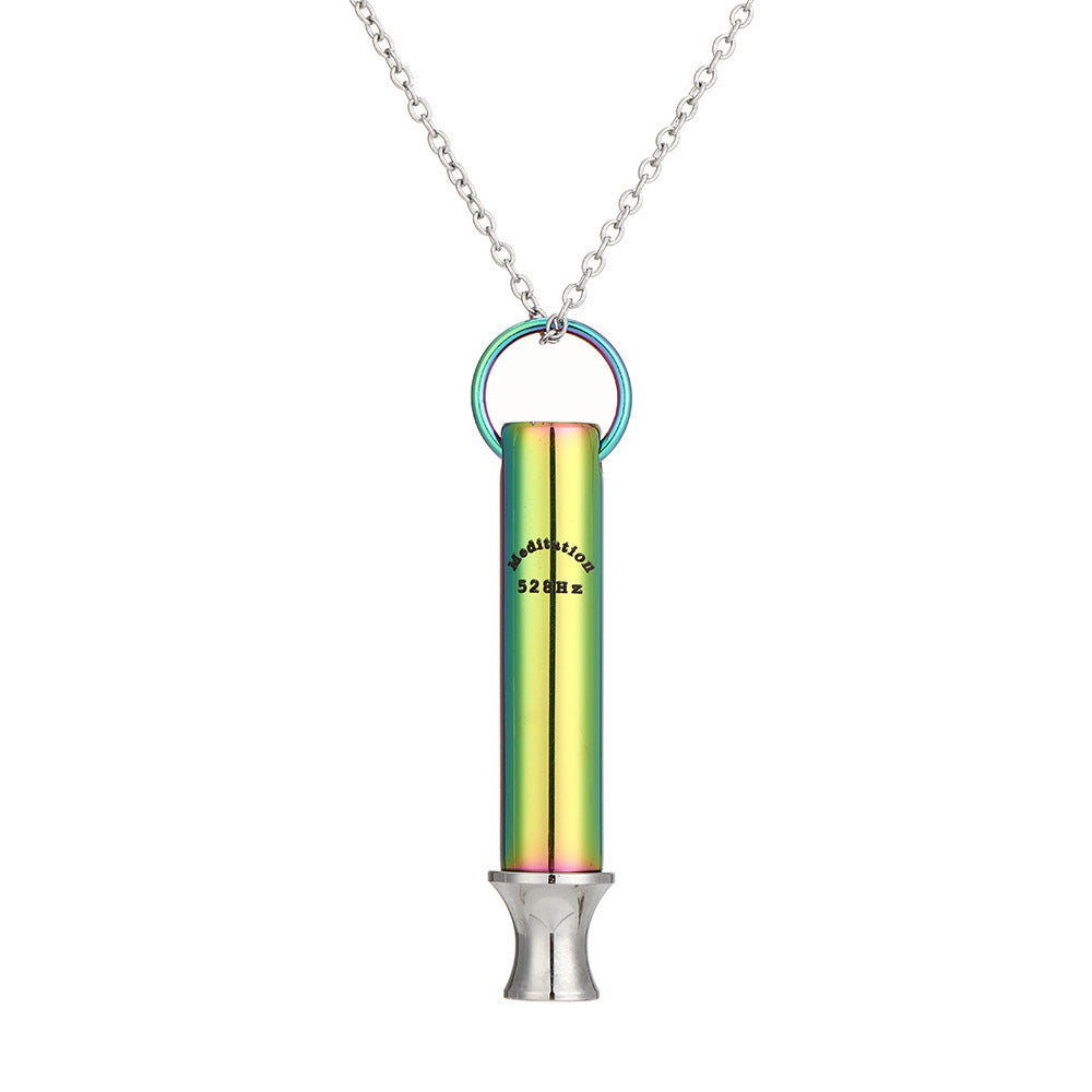 Meditation Breathing Decompression Pendant Necklace Round Tube Whistle Ornament