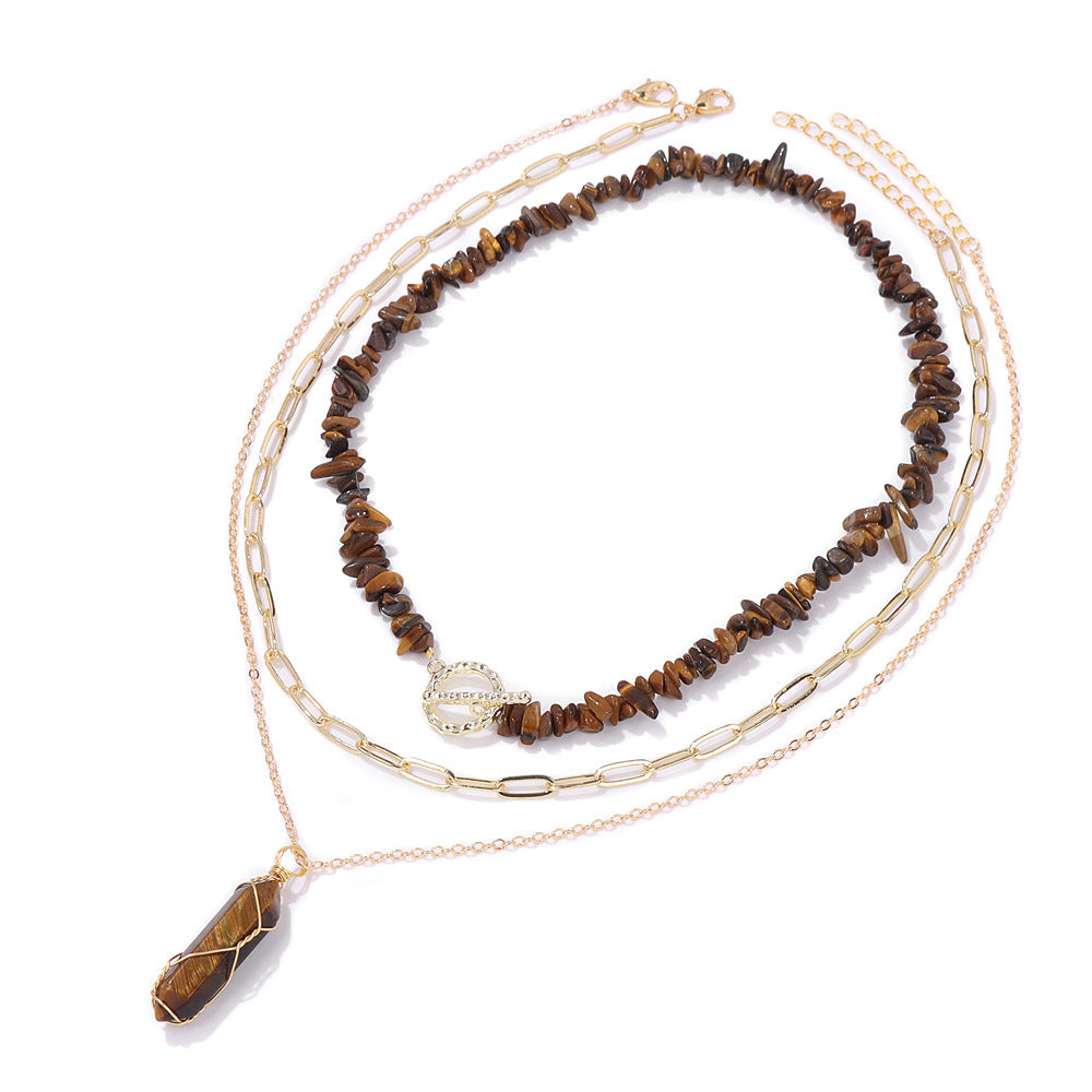 New Natural Gravel OT Buckle Necklace