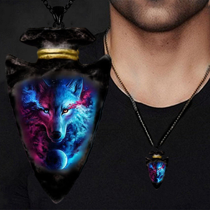 Animal Wolf Head Totem Arrow Pendant